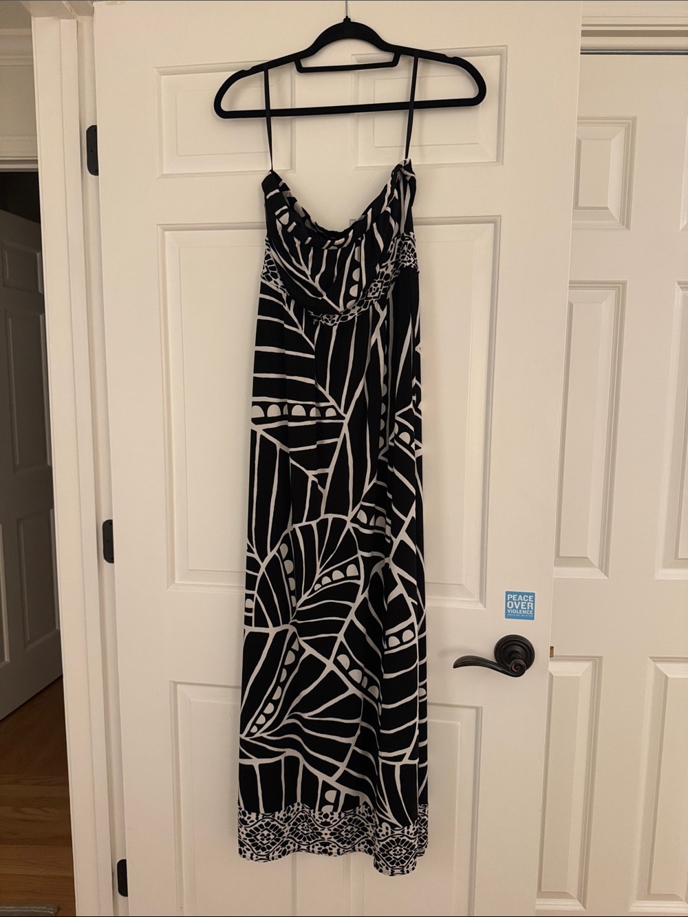 Y2K strapless Black & White Printed Maxi Dress